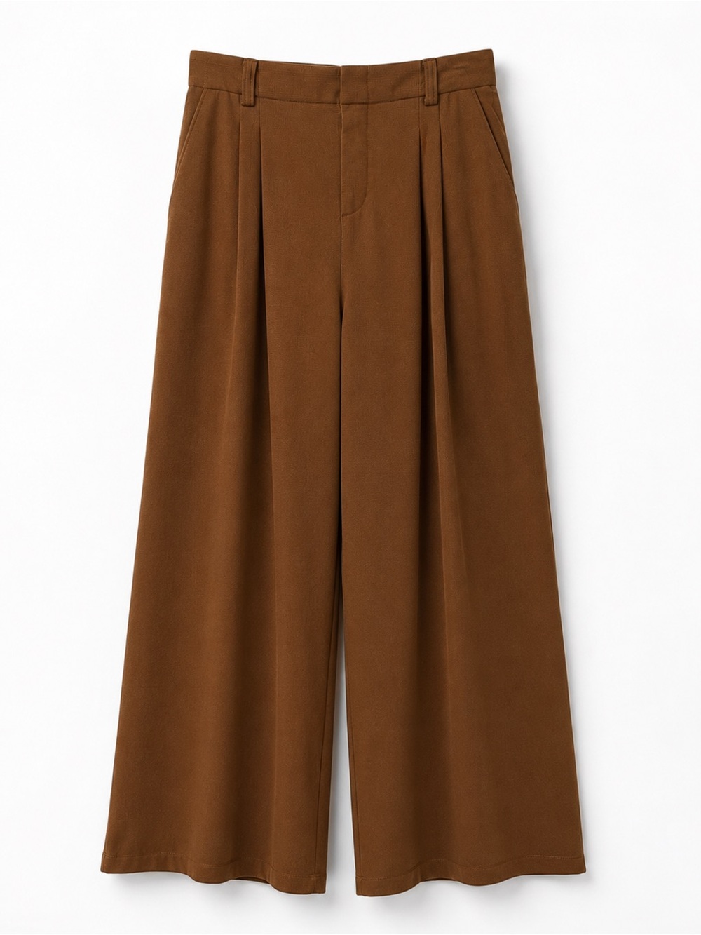 HALARA Women Wide-Leg Pleated Trousers in Brown - Picture 1 of 2